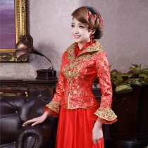 幸服良呈2014新款秋冬季新娘中式冬装结婚礼服大码胖MM旗袍敬酒服